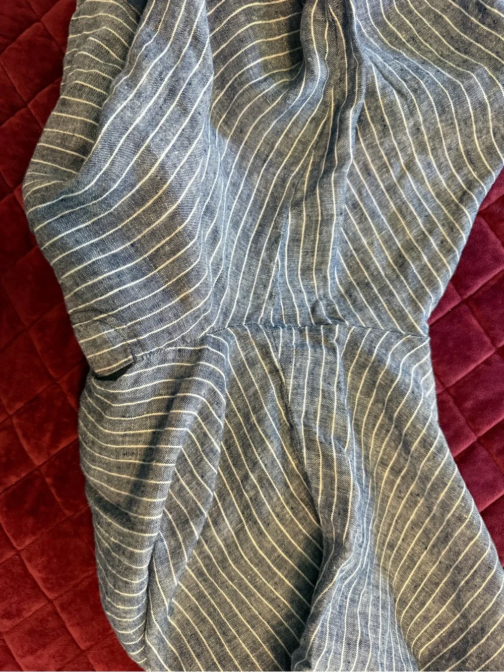 Quince Blue Pinstripe Wide Leg Linen Pants - Women